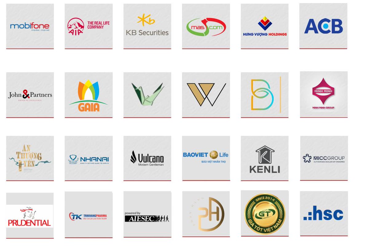Mobifone, AIA, KB Securities, ACB, Prudential, Bảo Việt Nhân Thọ, HSC, Hưng Vượng Holdings, MICC Group, Minh Minh Group và nhiều doanh nghiệp khác